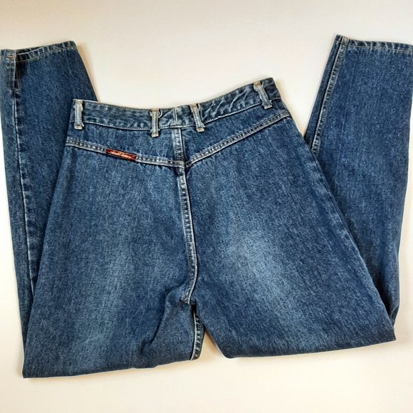 Vintage St Tropez Blinged Rhinestone Cowboy High Waist Skinny Tapered Leg Denim - Picture 3 of 7